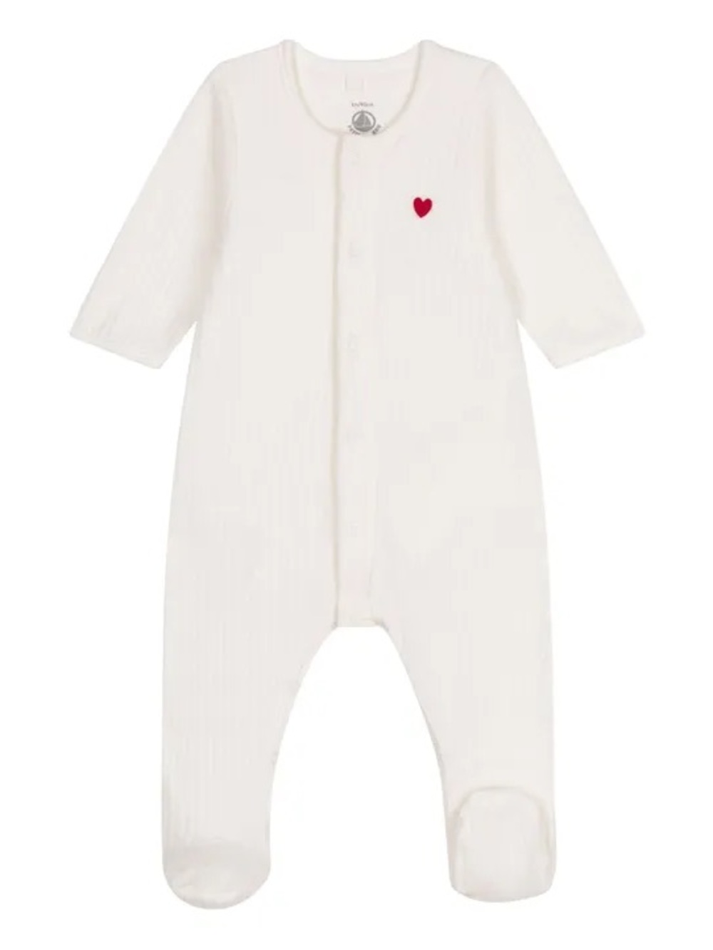 Petit Bateau Coton Velour Ribbed White Baby Bodyjama Footie 6M (67cm)